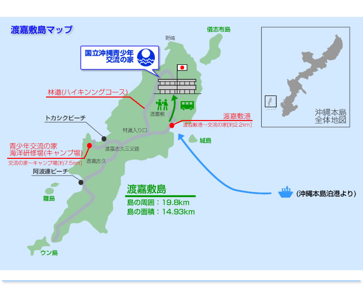 国立沖縄青少年交流の家へのアクセスマップ画像